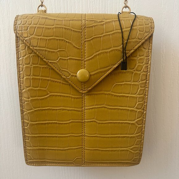 Nanushka Envelope Faux Croc Bag in Yellow -NWOT - Picture 1 of 12